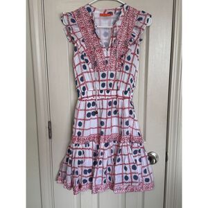 Oliphant Red and White Sleeveless Sundress